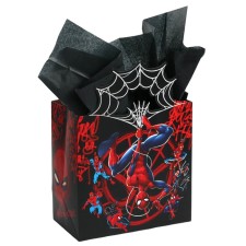 Gift package with packaging paper with silence, 22x22x12 cm, spider-man