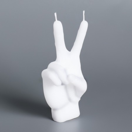 Figure candle "Hand-Peace", 10x4 cm, white-2
