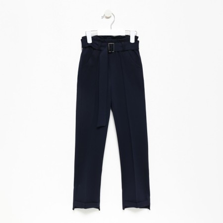 Брюки школьные для девочек, цвет тёмно-синий, рост 140 см-5