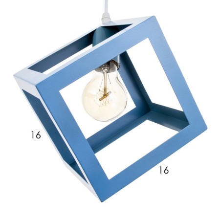 Lamp Bayerlux suspension Bayerlux "square" 1x40W E27 blue 16x16x18-116 cm-4