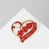 Brooch "Heart" with flowers, red color in gold