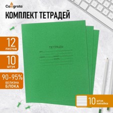 A set of notebooks of 10 pieces, 12 sheets in the line of the Green Cover PDA, OFSET block, whiteness 90-95%