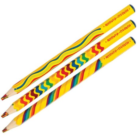 Pencil with a multi-color barrel of the multi-gun, "raccoon and rainbow", thickened-1
