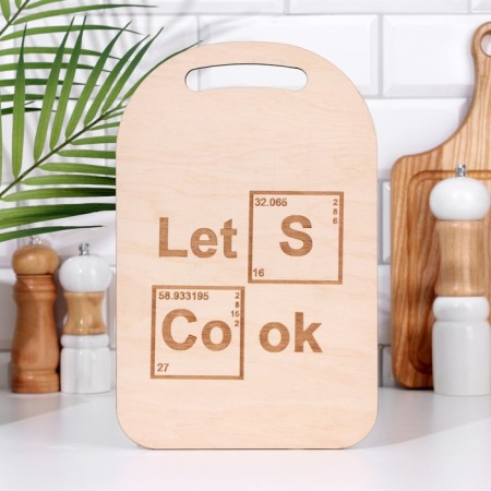 Defense and serving board with an engraving "Lets Cook" 29.25x18.75x0.55 cm, plywood-1