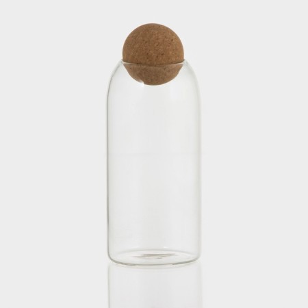 Glass Bank for bulk products with a cork cover "Eco", 1.2 l, 9.5 × 24 cm