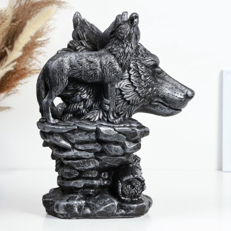 Figure "Wolf" 24x22x33cm, silver-3