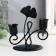 Summary Metal for 2 candles "Sheet ginkgo and curl" D-2.5 cm black 11.8x9x13 cm