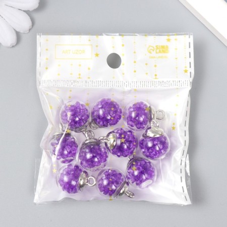 Suspension decorative for creativity glass "ball - pebbles" violet d = 1.6 cm set 10 pcs-3