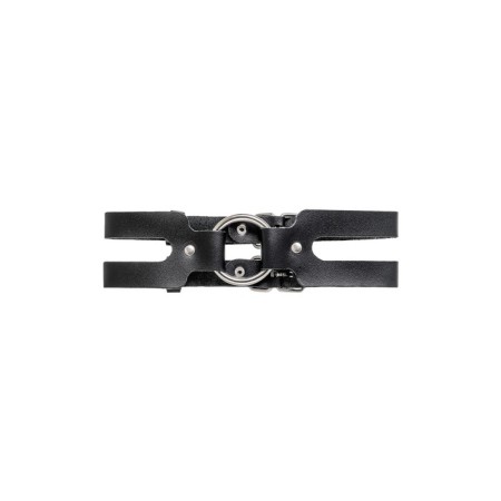 Pecado BDSM chocker-sewer, two straps, genuine leather, black-1