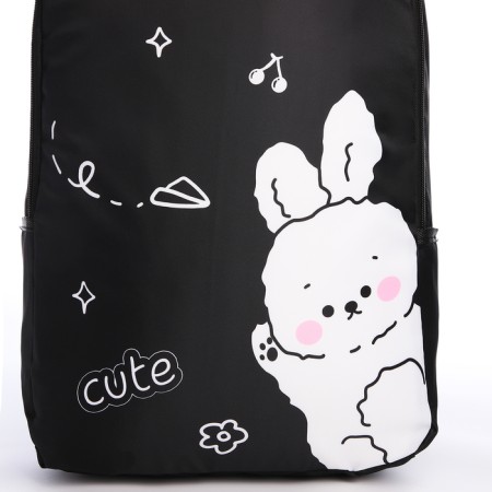 School backpack with a penny "Cute Bunny", 42x28x13 cm, black color-4