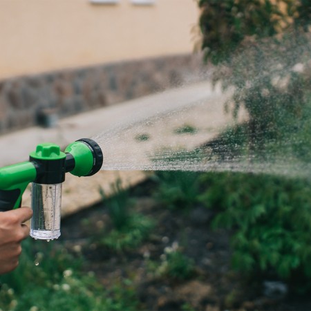 A pistol for watering, 8 modes, with a sink flask, a quick -sitting connection, plastic-10