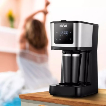 Coffee machine KitFort KT-7217, capsule, 900 watts, 1.25 l, black-silver-7