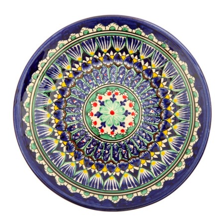 Plate of the Rishtan ceramics "Flowers", 23 cm, blue-1