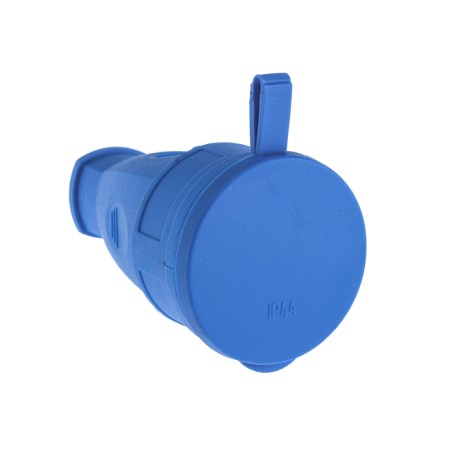 Forest socket 16-005, 16 A, 250 V, IP44, with salary, with a plug, rubber, blue-1