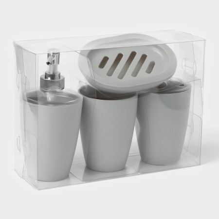 Set for the bathroom "Standard", 4 items: soap dispenser, soap dish, 2 glasses, 24 × 8 × 17 cm, color gray color-10