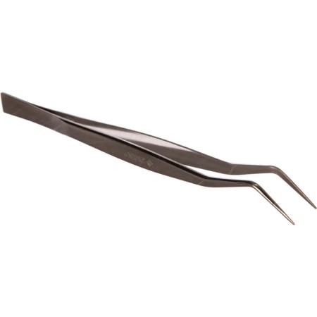 Antimagnetic bison tweezers, professional, curved, precision, 160 mm
