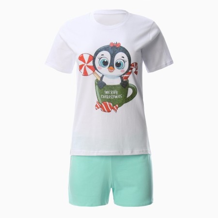 Kit (T-shirt, shorts) Home female, white/green color, rr 52-3