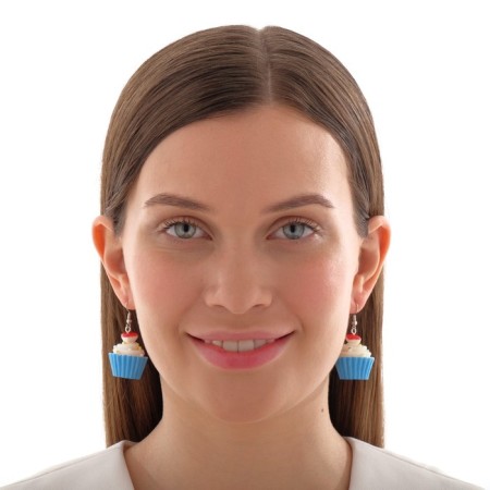 Earrings plastic "goodies" Capcake, Mix color-5