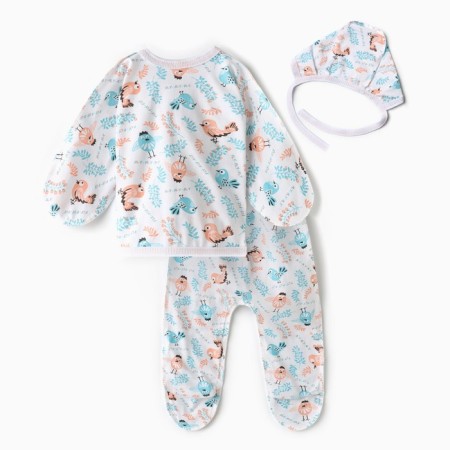 Kit for newborns, white color/birds, height 62 cm-7