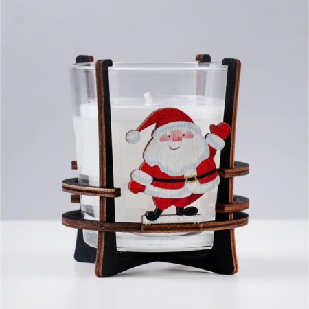 Aromatic candle in a glass on the stand "Santa Claus", 10x9.5x9 cm, mint-2