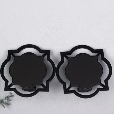 Climber Wall glass per 1 candle "Reflection" set 2 pcs D-4 cm black 8x20x20.5 cm-2