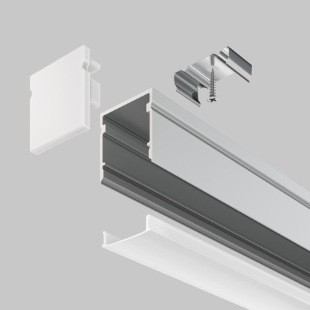 Aluminum profile of the Led Strip Alm-2020-S-2M, 200x2x2 cm, silver color-3