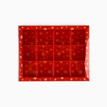 Box for 12 sweets with cells "New Year's plots", 14.5 x 18.5 x 3 cm, New Year-3