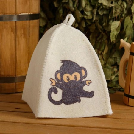 Bath cap with a baby print "Monkey", white