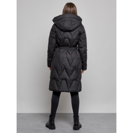 Coat insulated winter female, size 48, black color-3