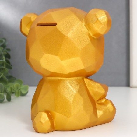 Piggy bank Plastic "Bear with Heart" gold 14.5x14x17 cm-3