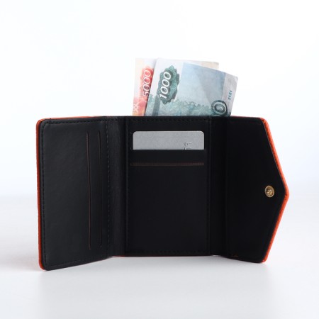 Women's wallet on the button, orange color-3