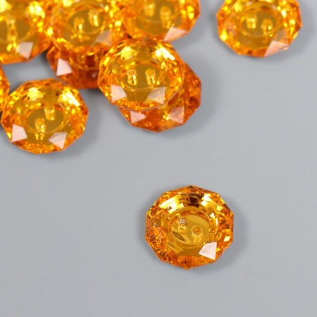 Buttons plastic for creativity 2 punctures "Kant Rhin" set 12 pcs Orange d = 1.7 cm