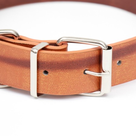 A collar with a lining of pressed leather, 59 x 3 cm, Osh 41-51 cm, brown-2