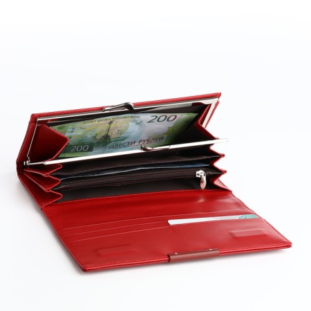 Women's wallet on magnet, red color-3