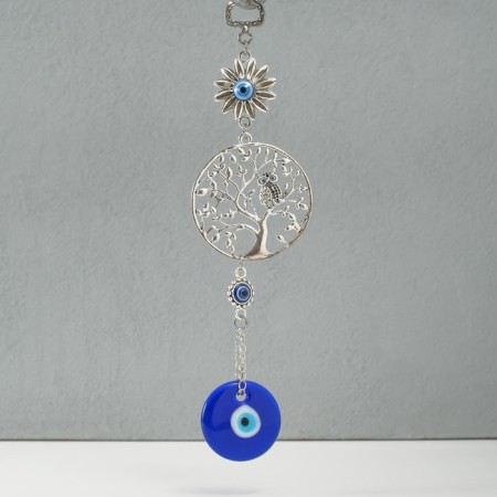 Suspension from the evil eye Metal "owl on a tree" 22 cm