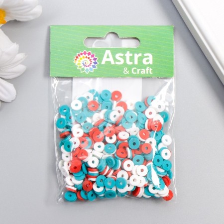 A set of beads made of polymer clay "Astra" 6 mm, 20 gr. Green, white, red mix-2