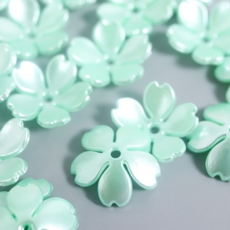 Beads for creativity plastic "Flower Pearl" set 40 pcs green 1.5x1.5 cm-1