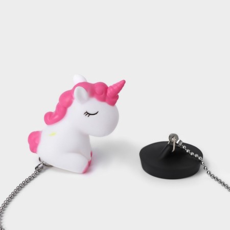 Bath plug with a unicorn toy, diameter: top 5.1 cm, bottom 4.6 cm, white color-1