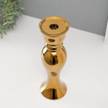 Ceramics candlestick per 1 candle "Voal" d = 1.5 cm gold 9.8x9.8x30.5 cm-2