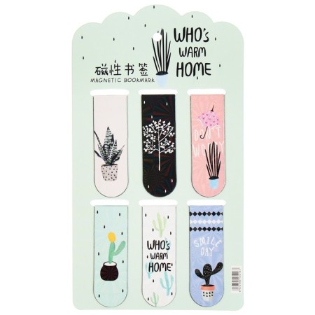 A set of magnetic bookmark for books Calligrata 6 pieces, "Plants", mix-1