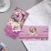 Money envelope "Happy Anniversary!" roses, strawberries, purple background, 16.5x8.5 cm