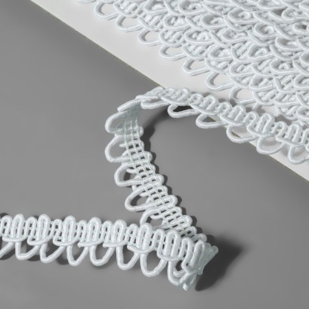 Decorative braid “loop”, 12 mm, 10 ± 1 m, white color-1