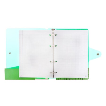 A notebook on rings A5 120 sheets in the Lorex "Neon. Green" cage, with a change of block, a plastic cover, with stickers-5