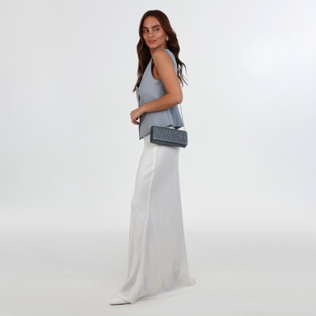 Magneta bag, long chain, silver color-1