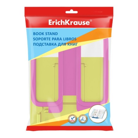 Book stand with Erichkrause Base, Neon Solid, plastic, yellow with pink-1