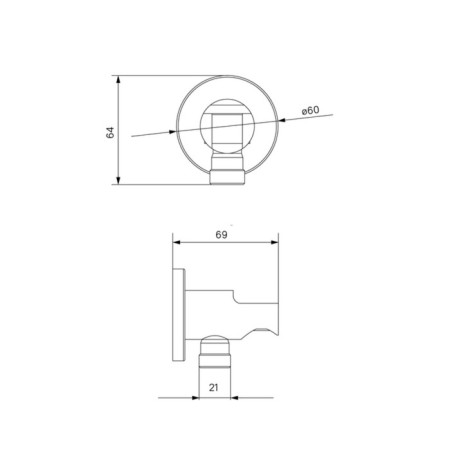 Connection for shower hose IDDIS SLIBL00I62, with a watering orger holder, 69 x 60 mm, black 97726-4