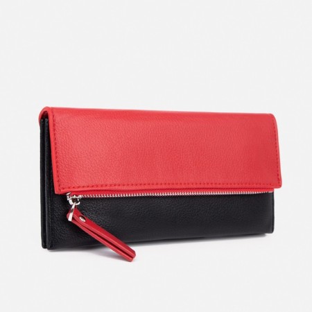 Women's wallet on magnets, black/red color