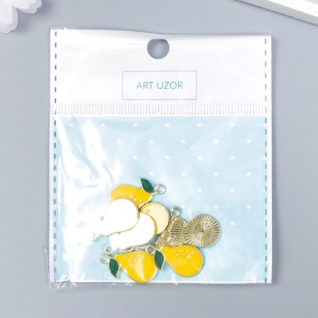 Decor for creativity metal, enamel "pear" yellow 1.9x1.2 cm-3