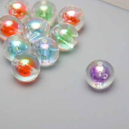Bead for creativity plastic "Ball with a colored middle" mix d = 1.6 cm-1