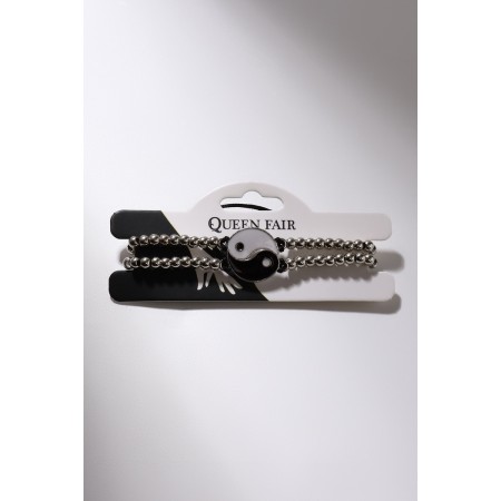 Bracelets "Demetrons" Yin-Yang, on beads, black and white color in silver, 7cm-4